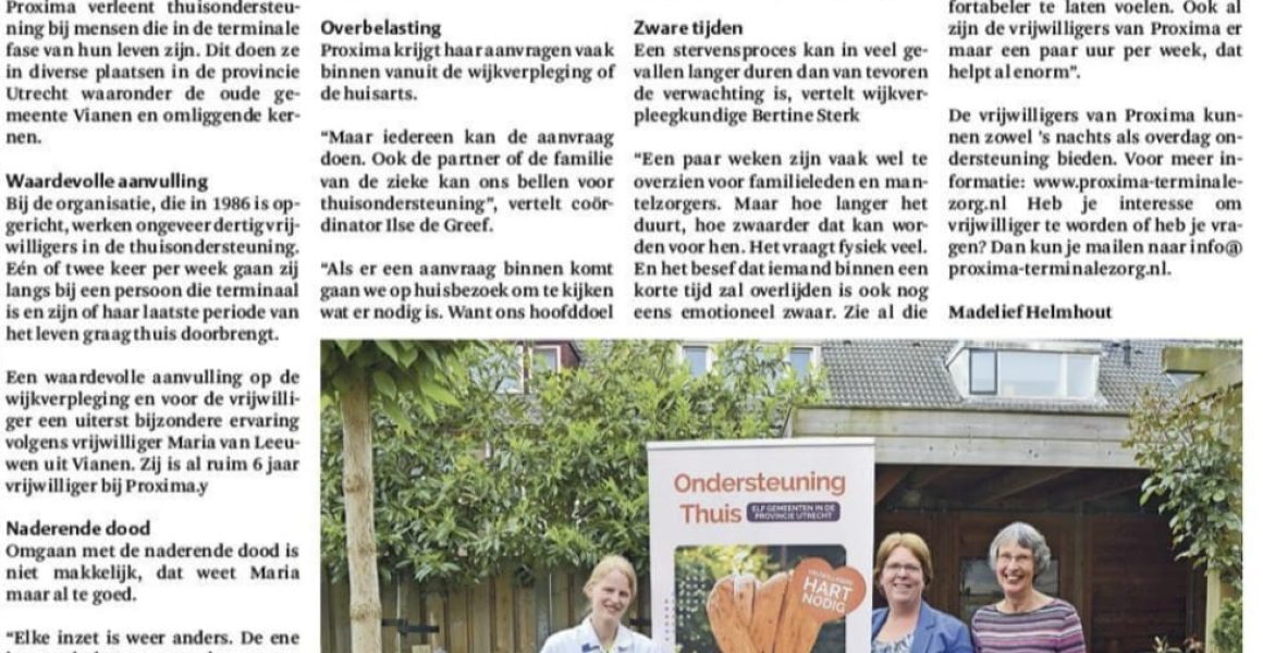 2024 05 23 Proxima in de krant - Thuisondersteuning